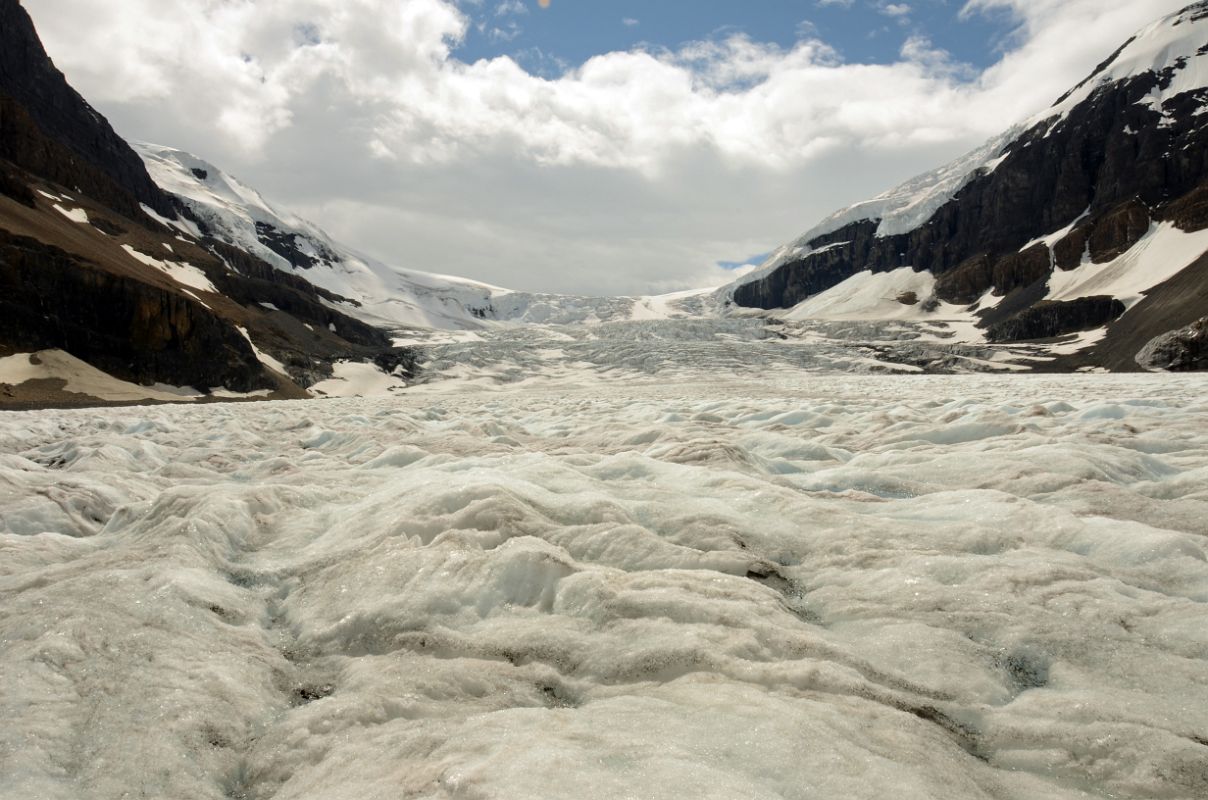 24 Athabasca Glacier and Icefall From Athabasca Glacier In Summer From Columbia Icefield